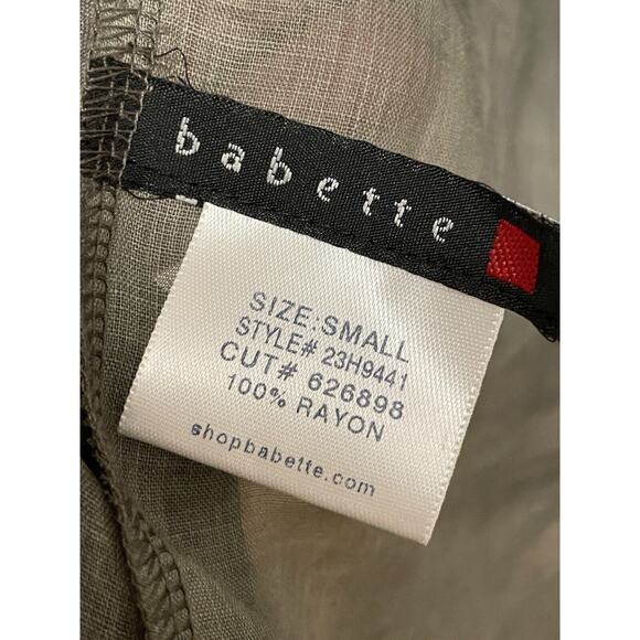 Babette SF Sheer Zip Up Jacket Women Size Small Olive‎ Green Woven Topper Boho - Picture 5 of 10
